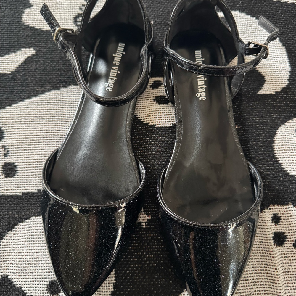 Unique Vintage Women's Black Sparkle Shoes